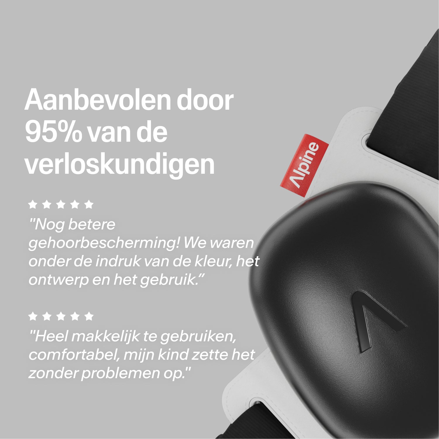 Alpine Muffy black oorkappen, aanbevolen door 95% van de verloskundigen, met 5-sterren reviews