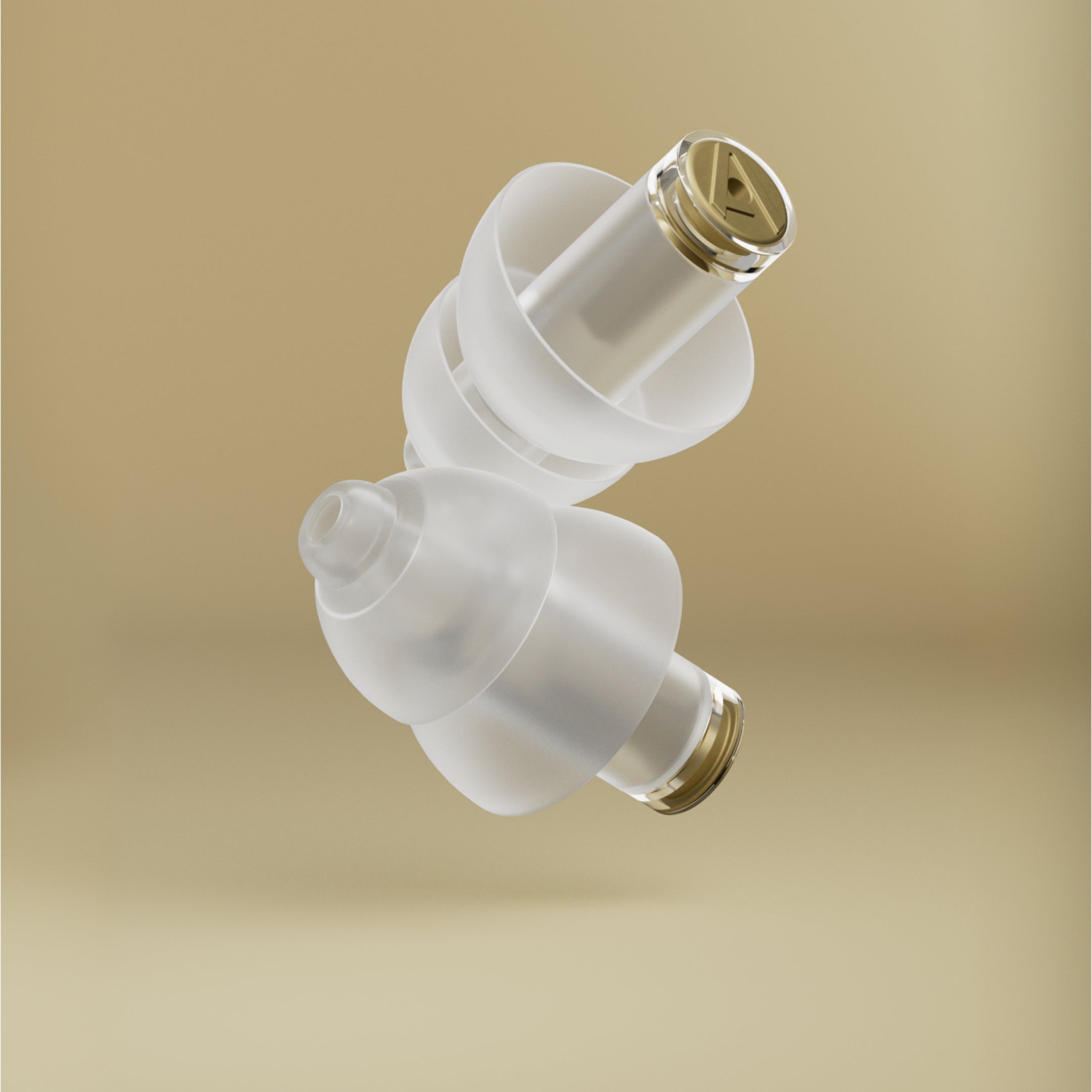 Pair of Alpine MusicSafe Pro Transparent earplugs with gold-tone filters