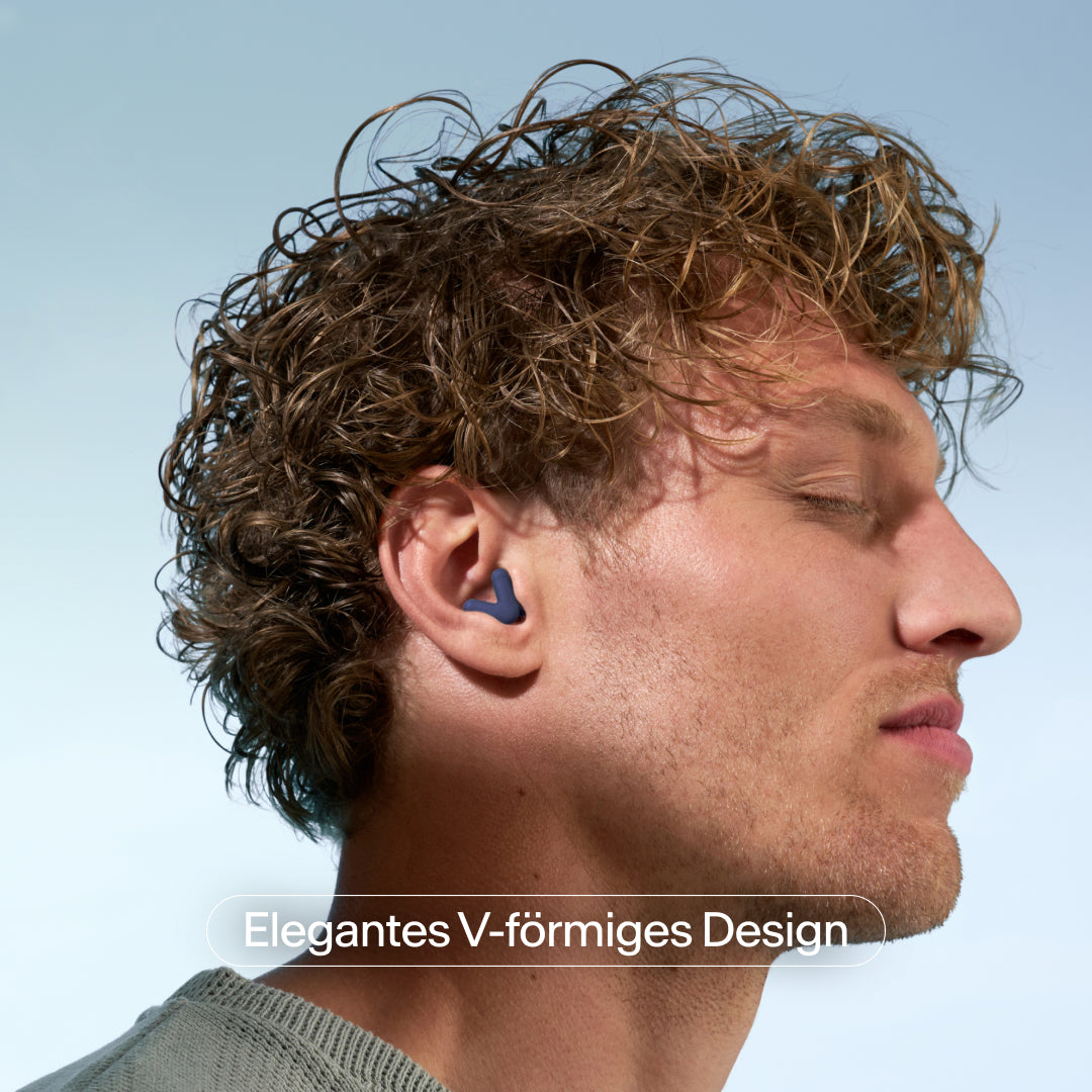 V-förmige Alpine Silence Gehörschutzstöpsel im Ohr - midnight blue
