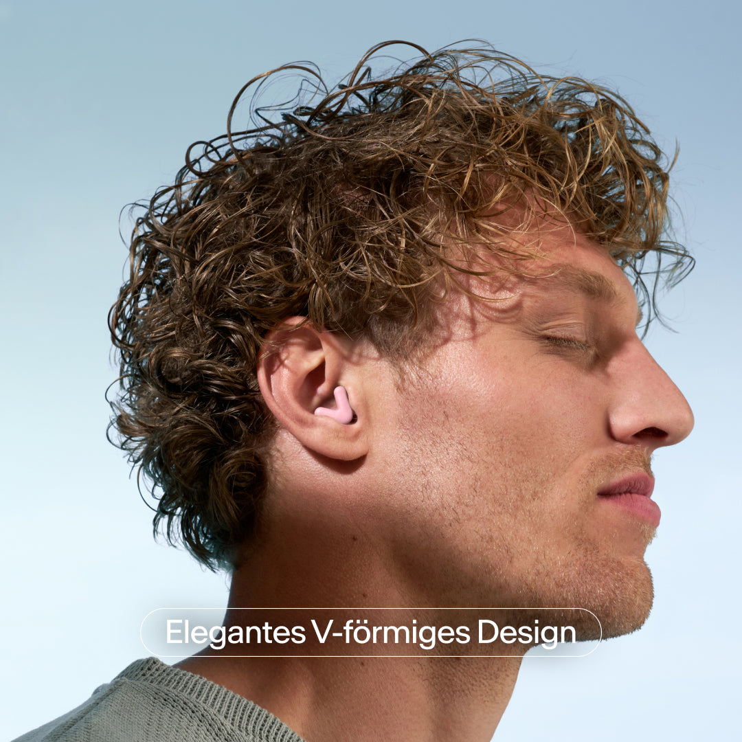 V-förmige Alpine Silence Gehörschutzstöpsel im Ohr - pink