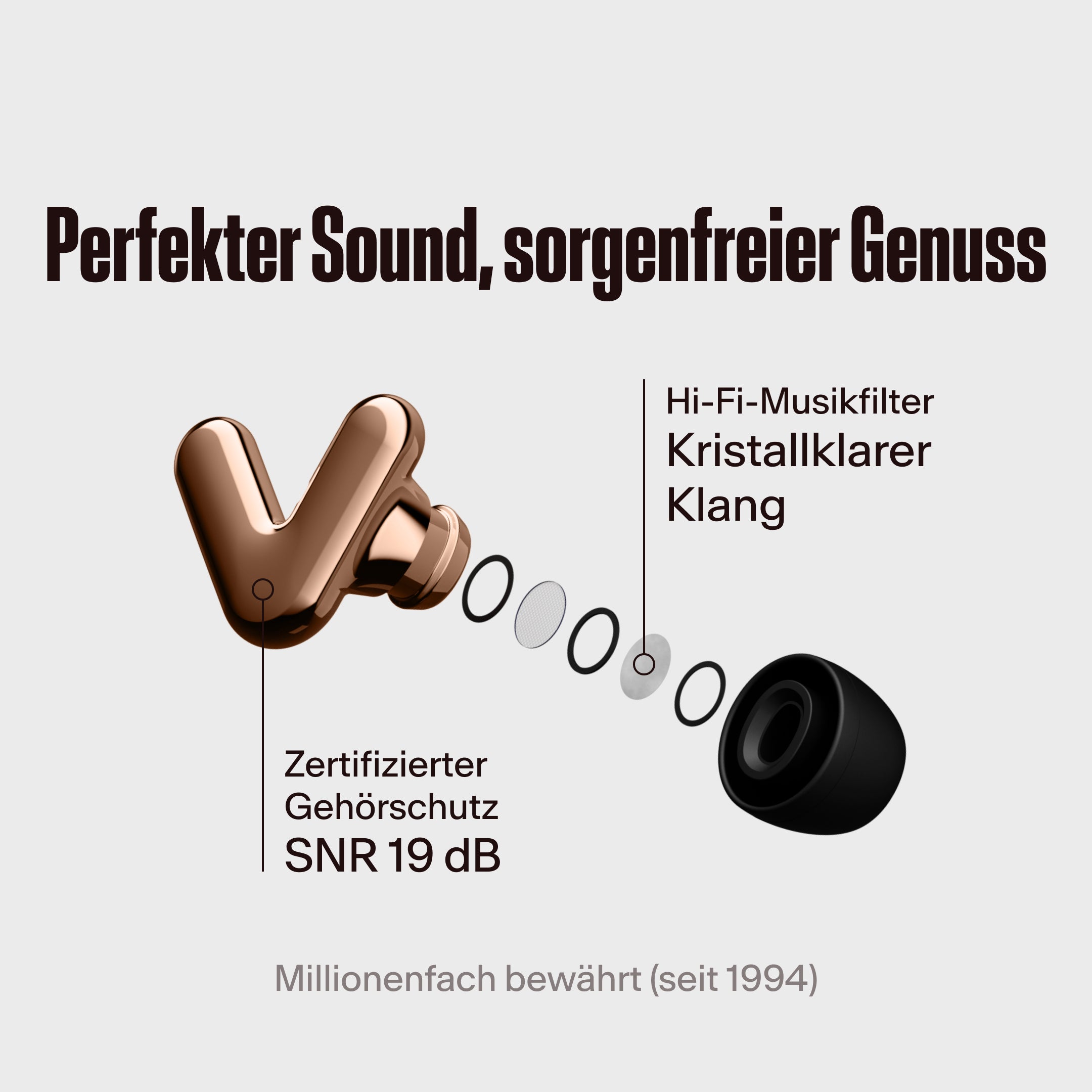 Alpine Tune Filter im Detail gezeigt in rose gold