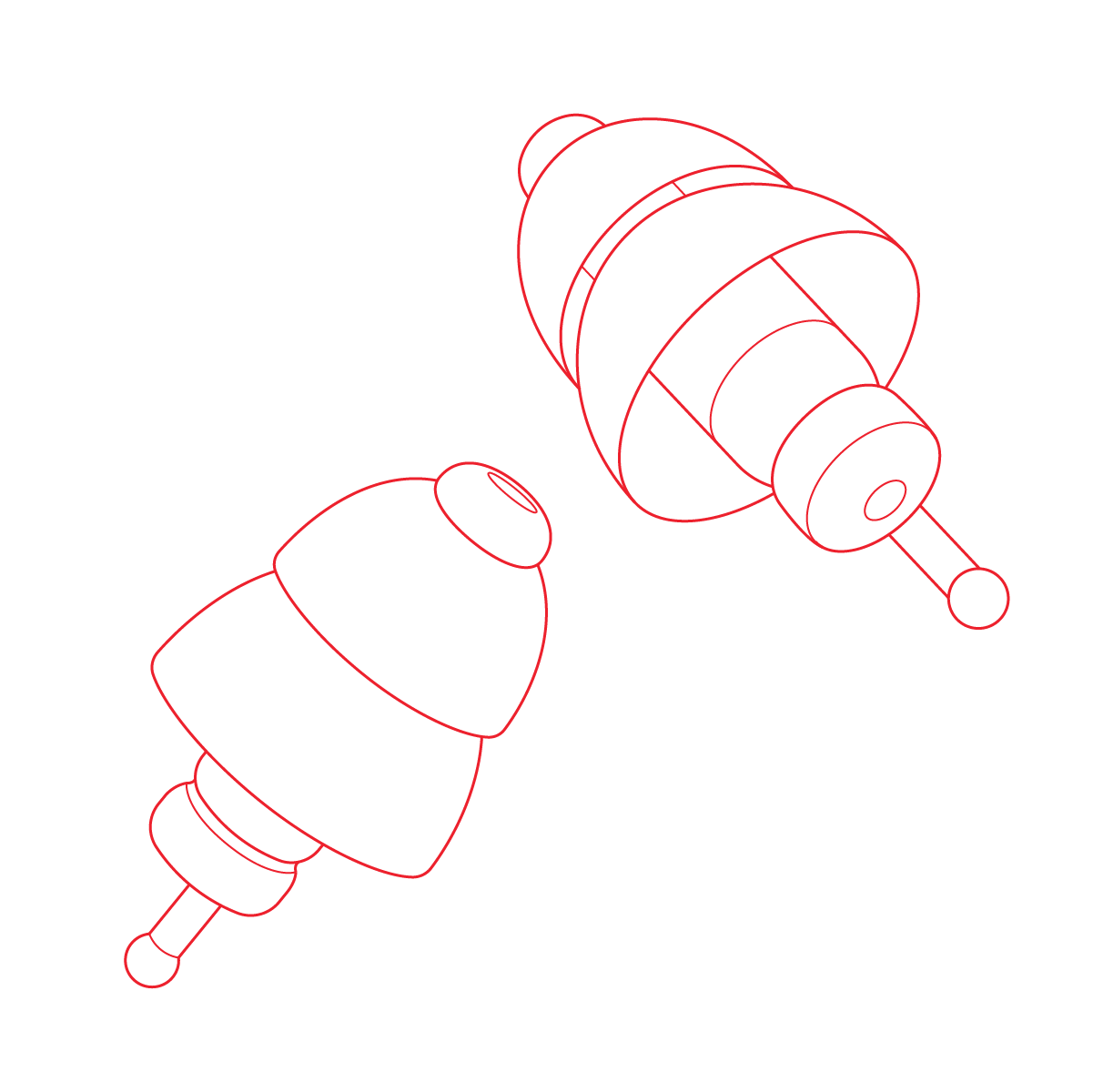 technische illustration von alpine ohrstoepseln
