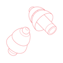 technische illustration von ohrenstoepseln in rot ohne hintergrund