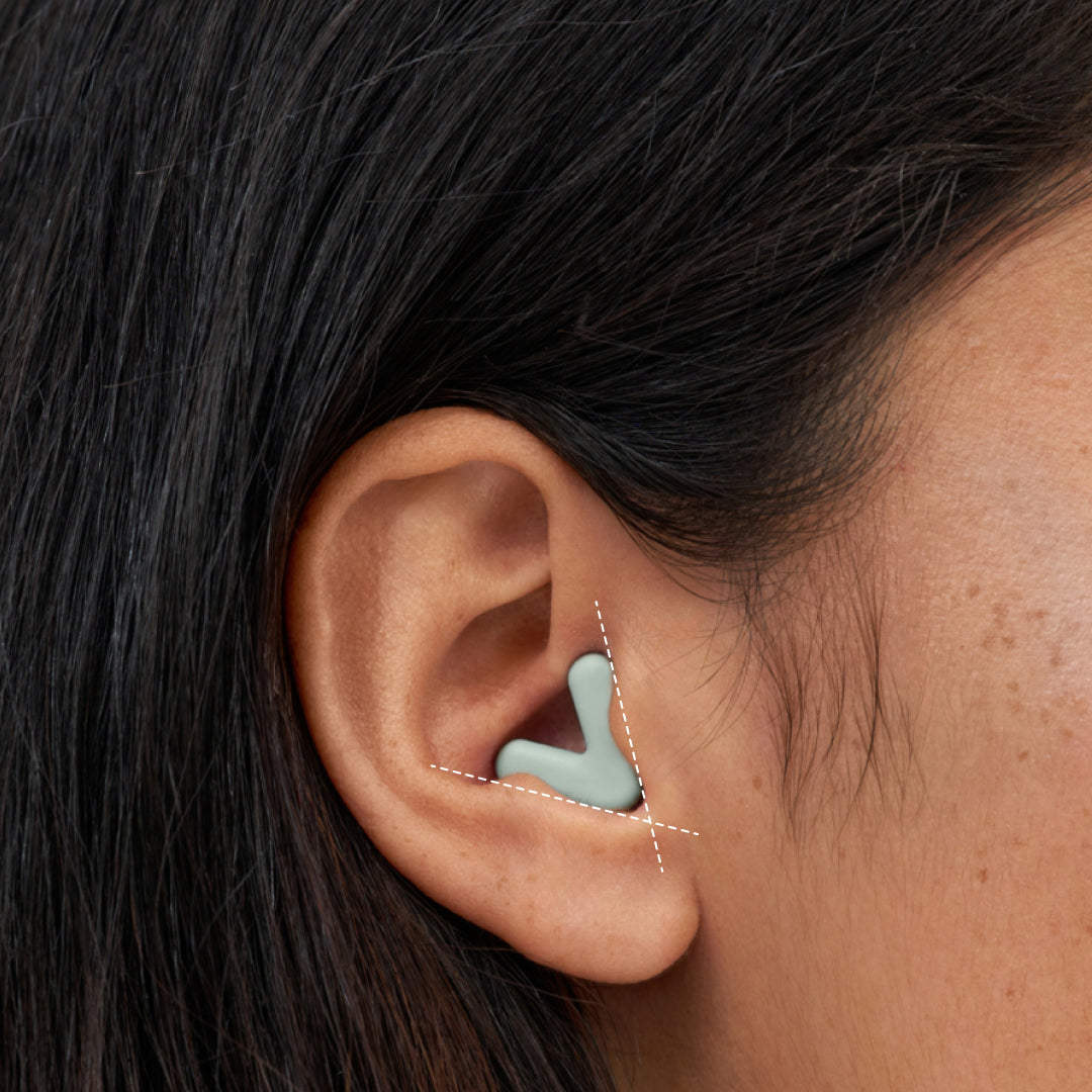 Alpine Silence green earplugs with a close/snug fit in the ear