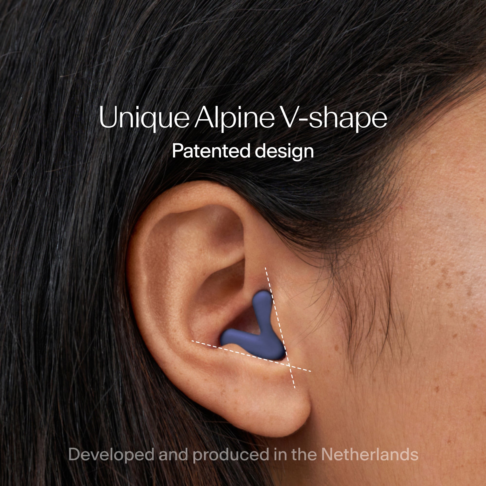 Alpine Silence earplugs with a close/snug fit in the ear - midnight-blue