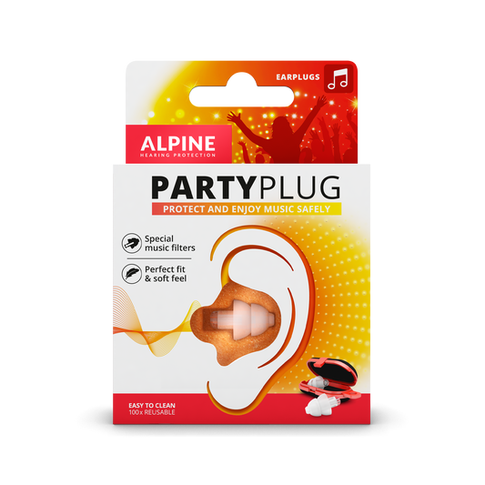 Alpine PartyPlugs um Ihre Ohren während der Musik zu schützen Alpine hearing protection Kapselgehörschutz Ohrstöpsel Schützen Sie Ihr Ohr red dot award partyplug