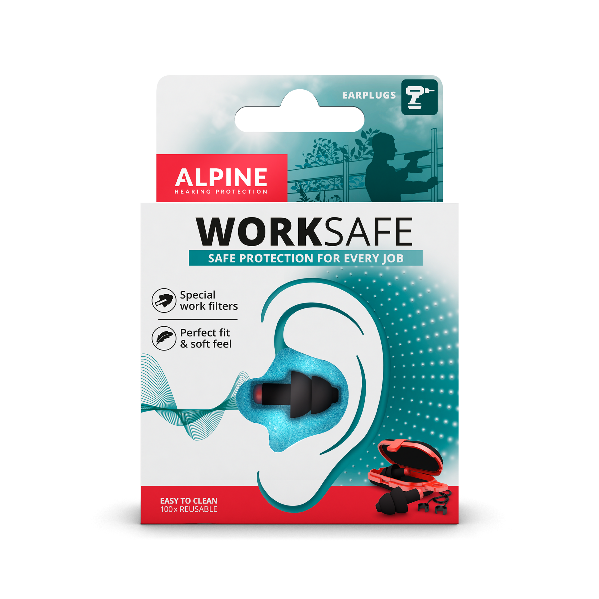 Alpine WorkSafe Ohrstöpsel schützen die Ohren bei der Arbeit Alpine hearing protection Kapselgehörschutz Ohrstöpsel Schützen Sie Ihr Ohr red dot award Heimwerken 