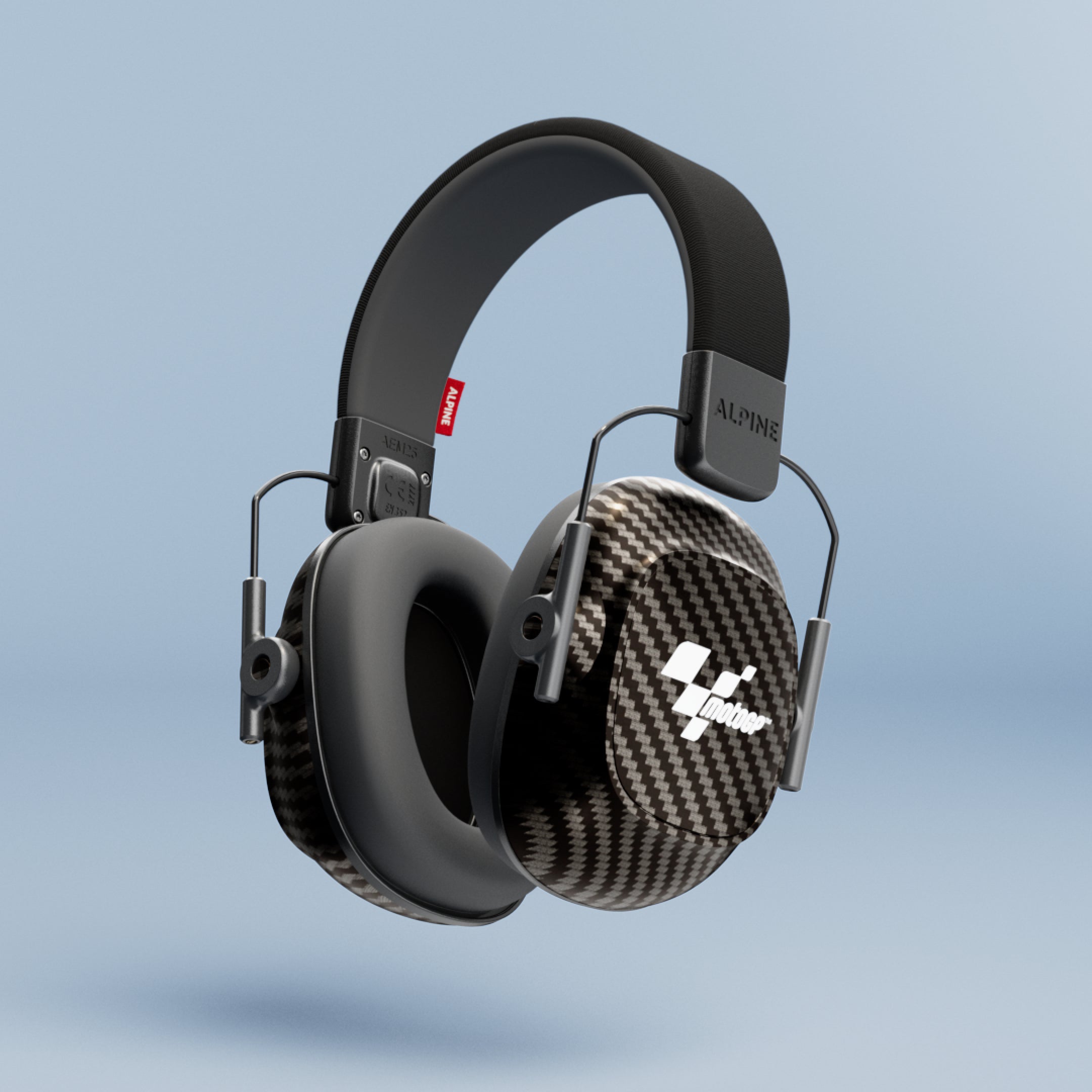 Alpine MotoGP Earmuffs with MotoGP logo and black cushions 