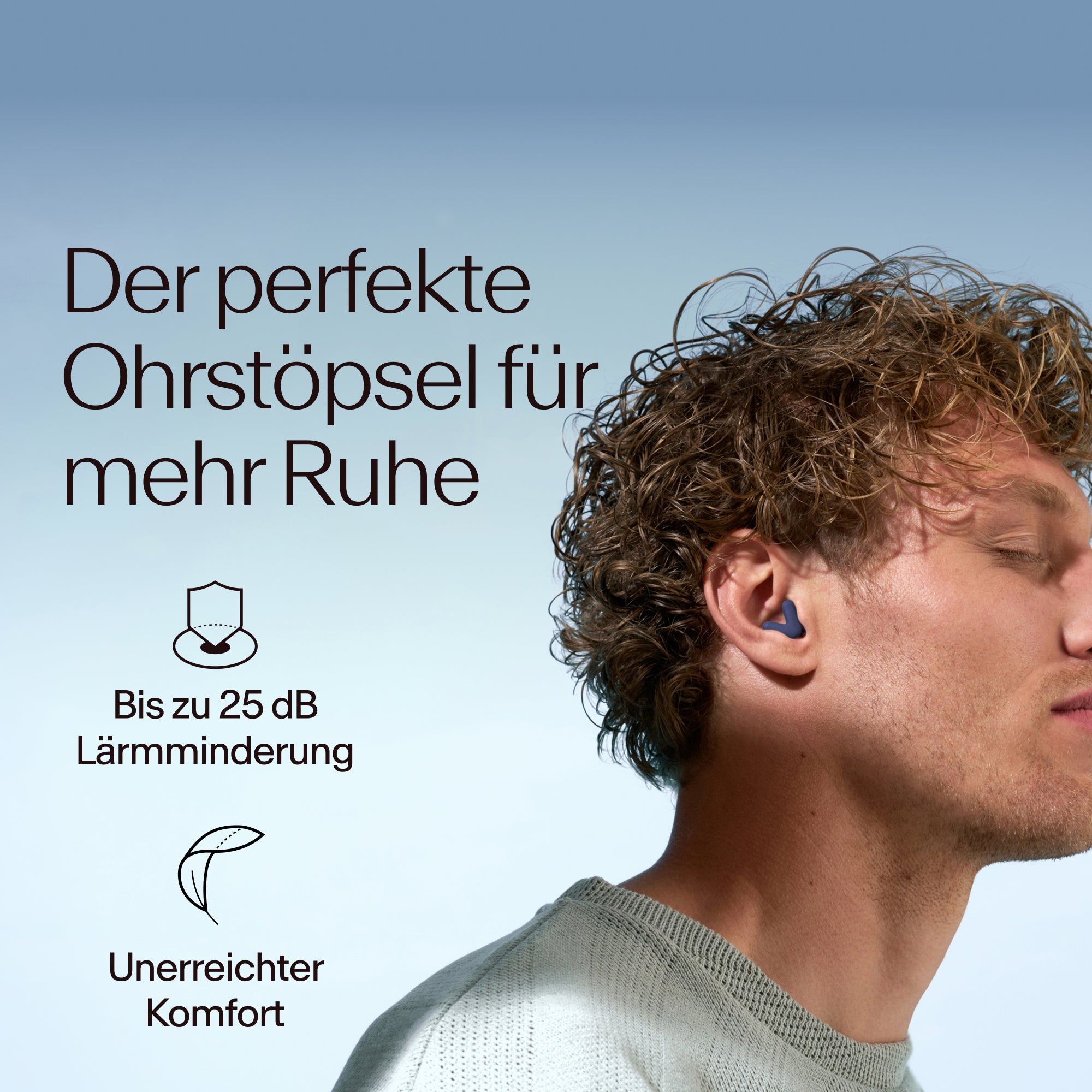 V-förmige Alpine Silence Gehörschutzstöpsel im Ohr