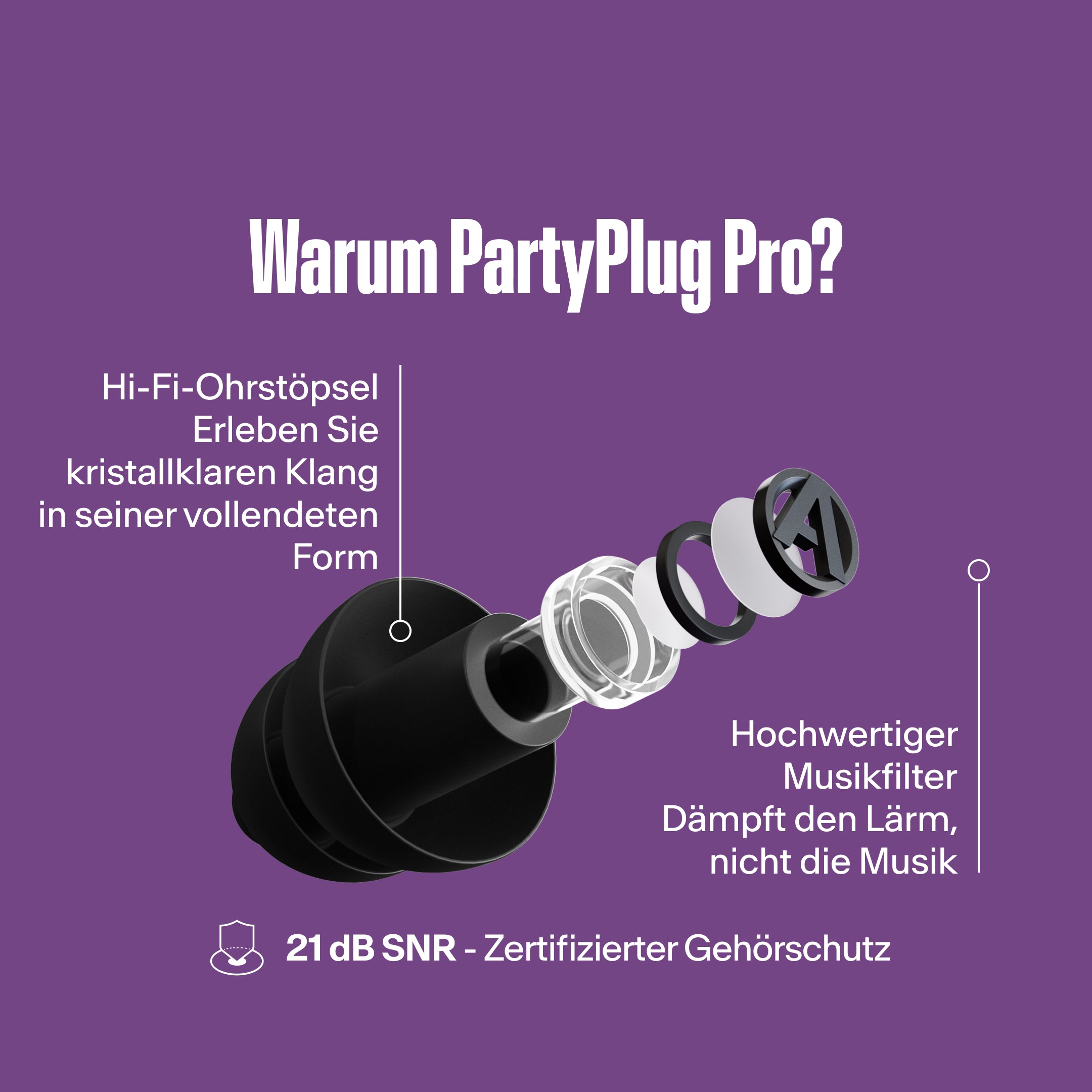 Alpine PartyPlug Pro Festival-Ohrstöpsel schwarz