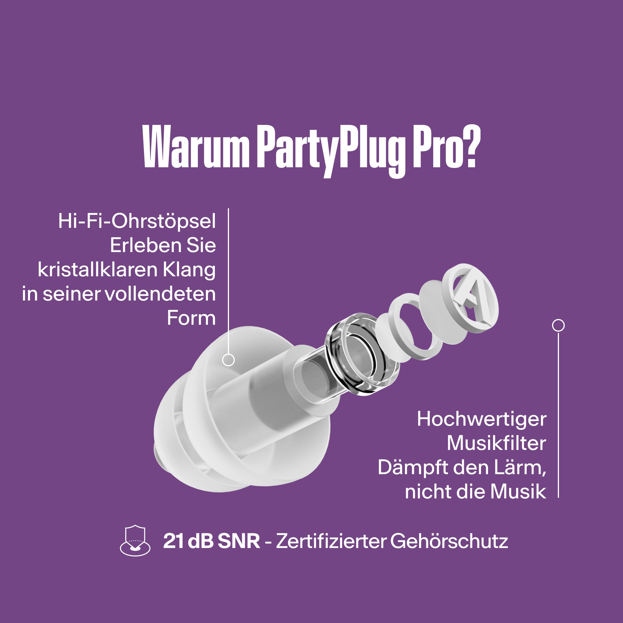 Alpine PartyPlug Pro Festival-Ohrstöpsel transparent