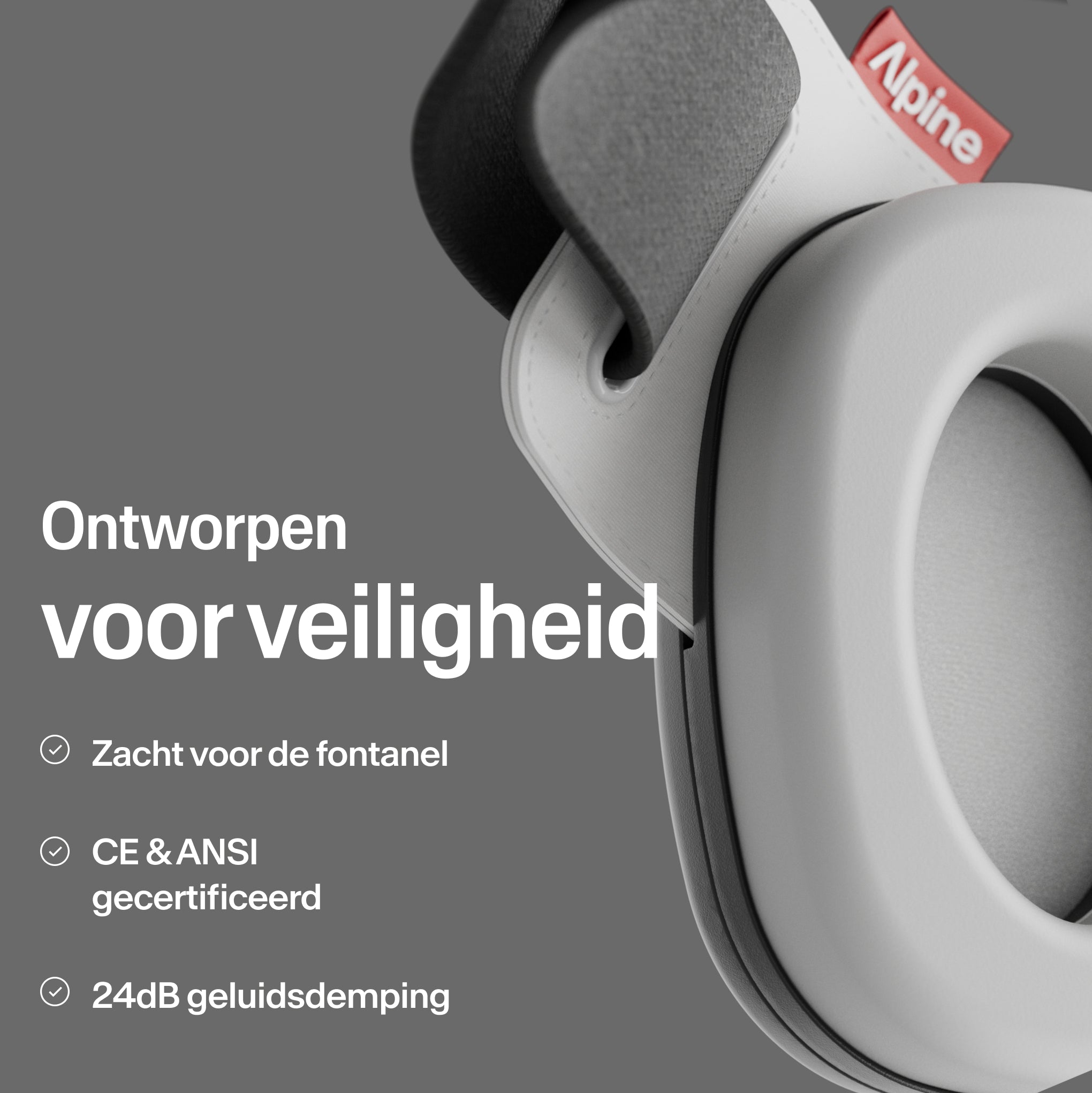Close-up Alpine Muffy Baby in black with explanation about product safety #color_dusk-black #lang_nl