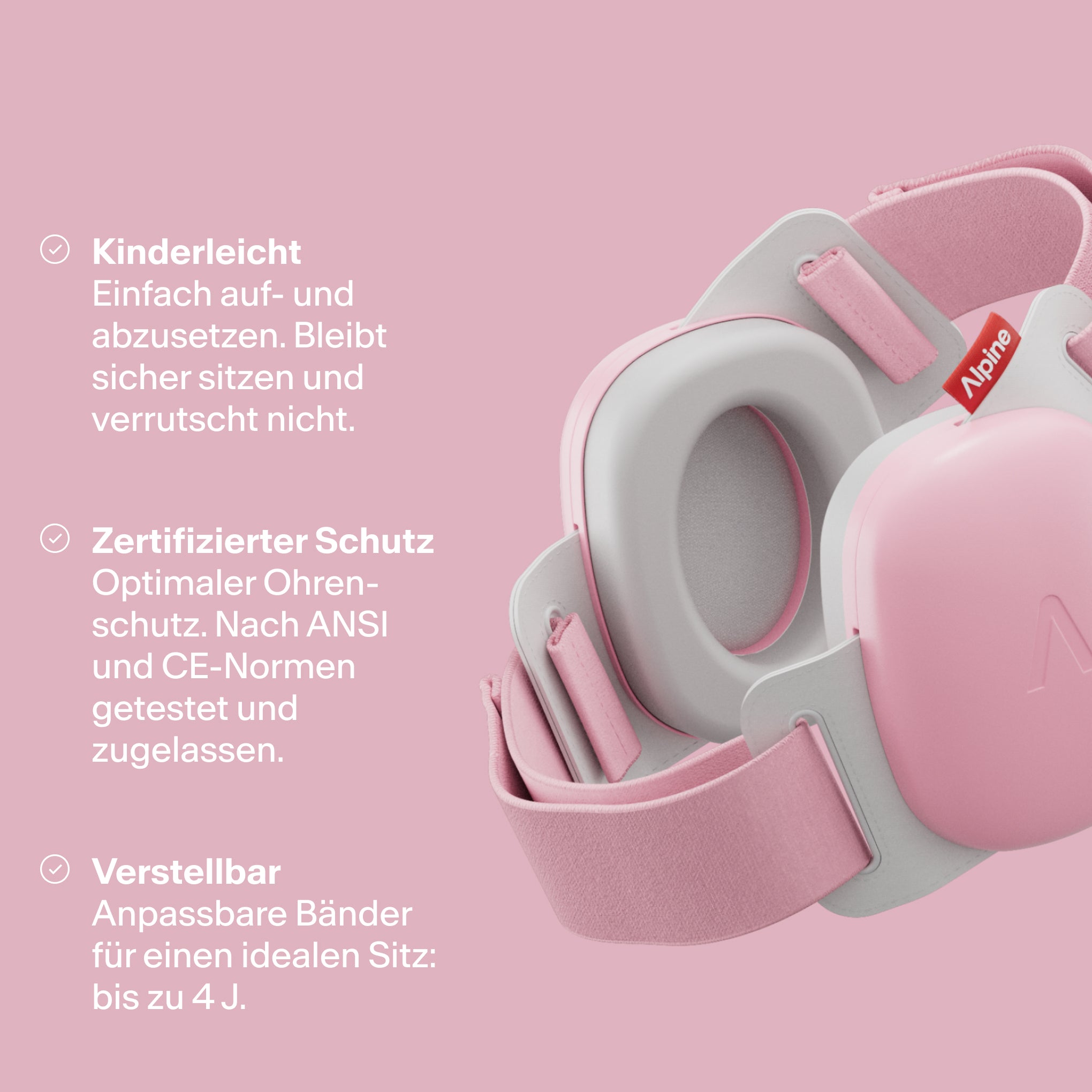 render alpine muffy baby in rose pink mit drei usps: kinderleicht, schutz und verstellbar