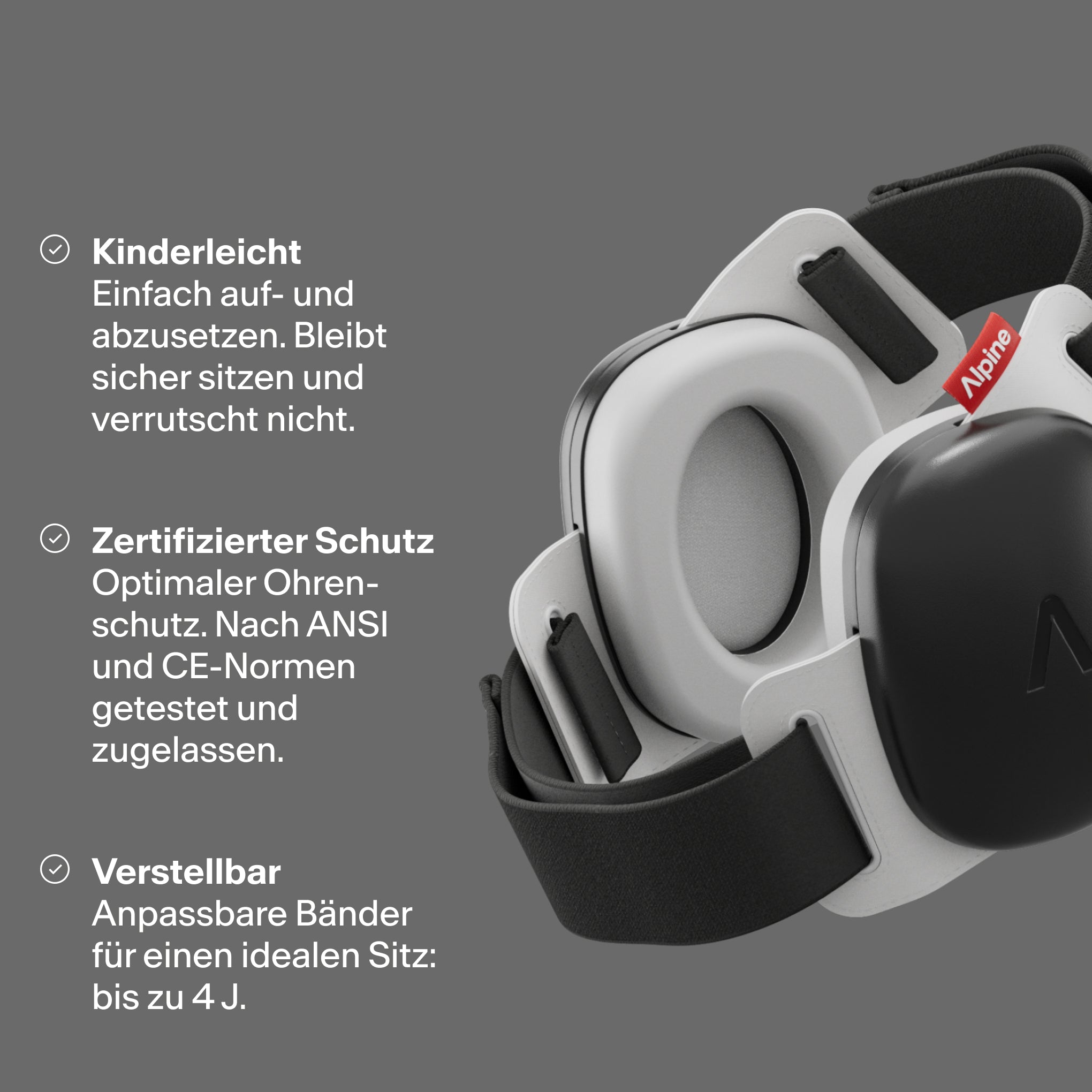 render alpine mufft baby in schwarz mit drei usps: kinderleicht, schutz und verstellbar
