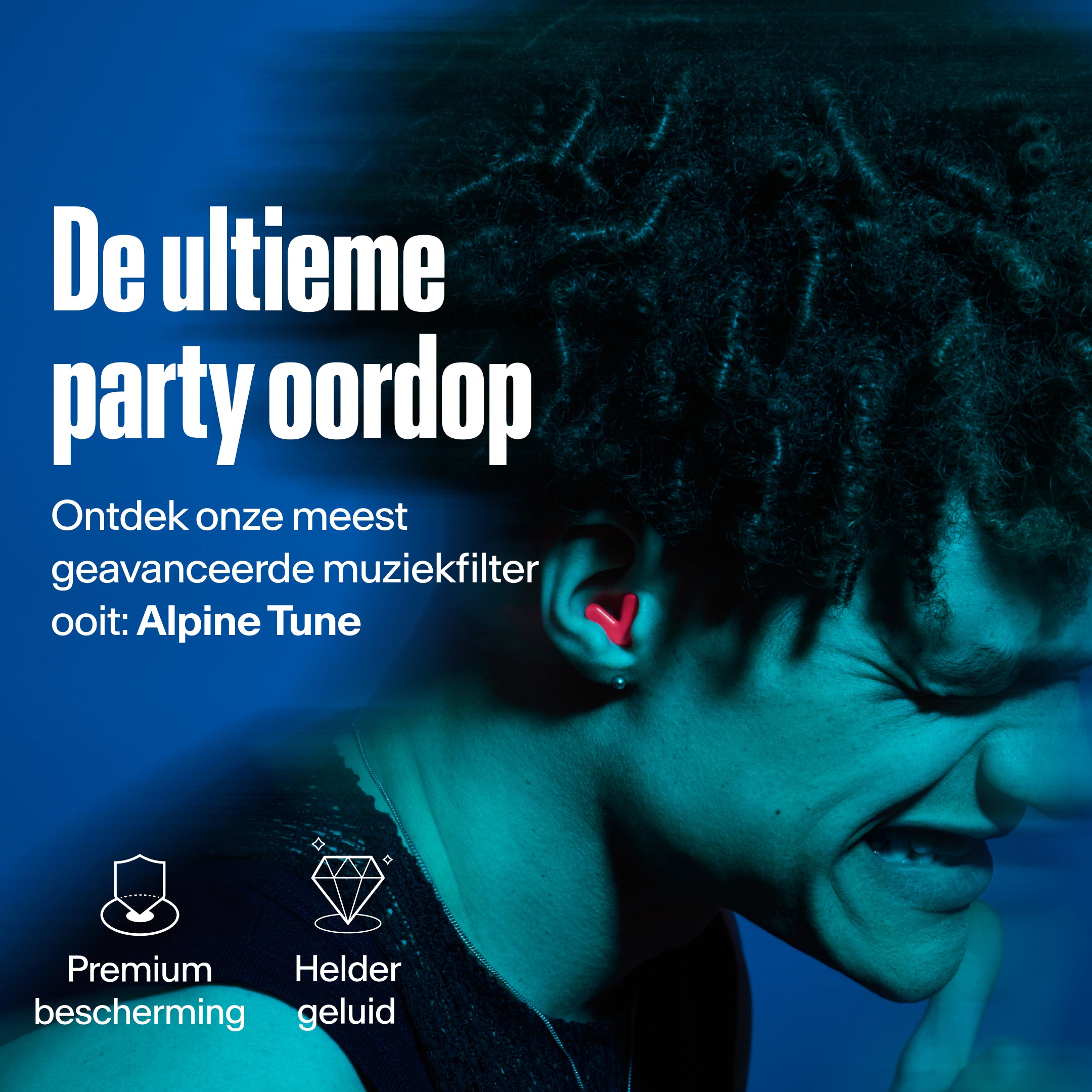 Man draagt Alpine Tune in neon-pink – toont USP geavanceerde muziekfilter #color_neon-pink  #lang_nl