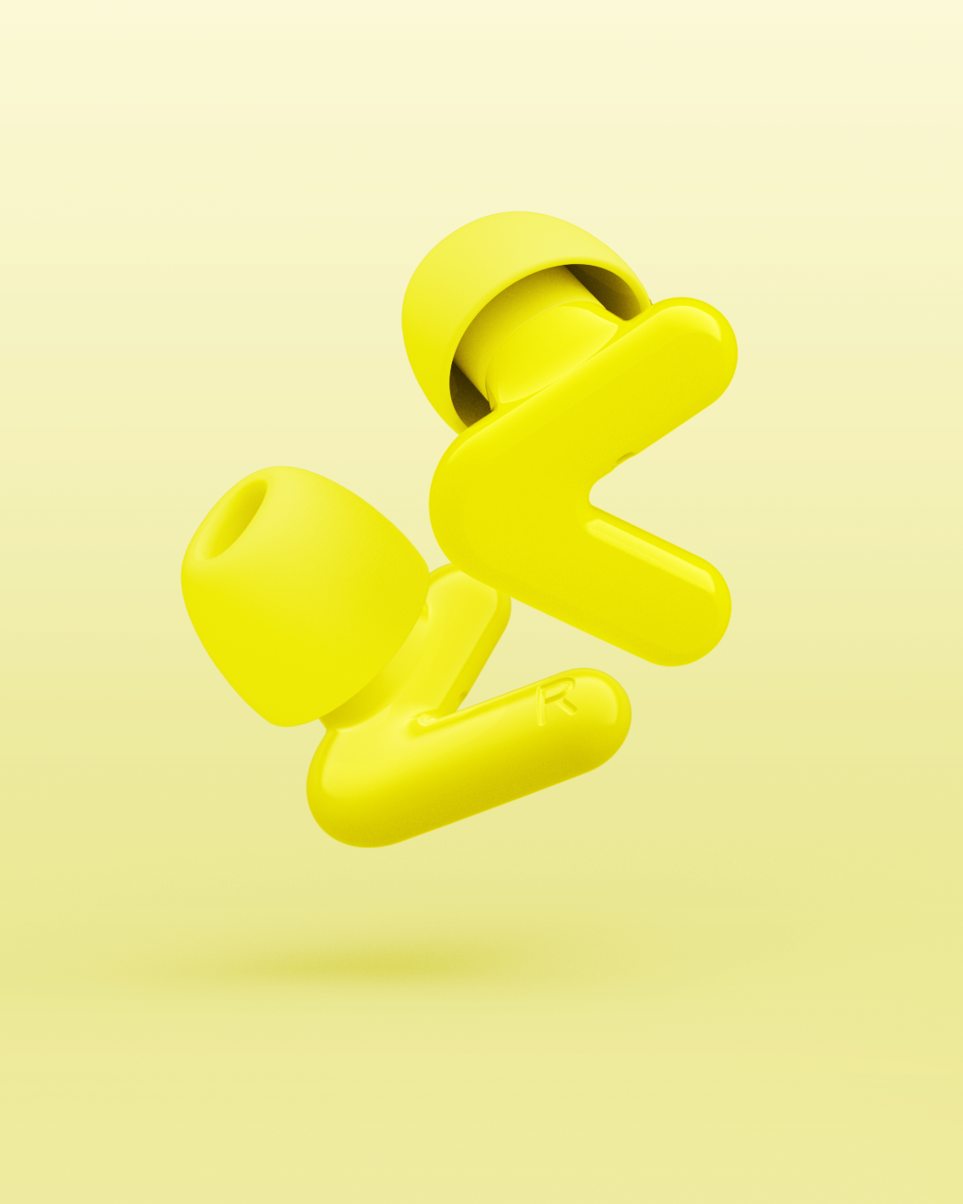 Rendering der Alpine Tune Ohrstöpsel in neon yellow
