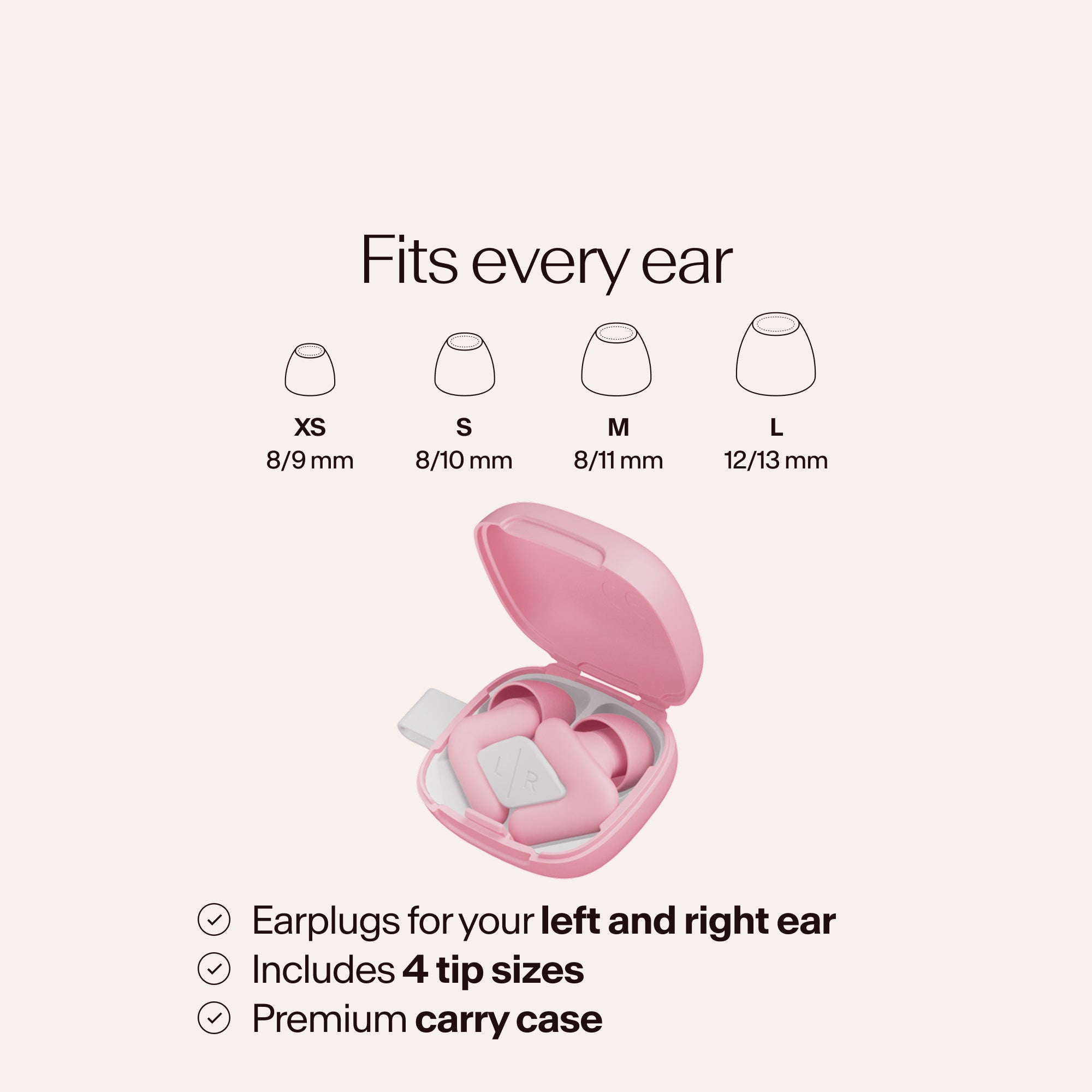 Alpine Silence tips sizes and case - pink 