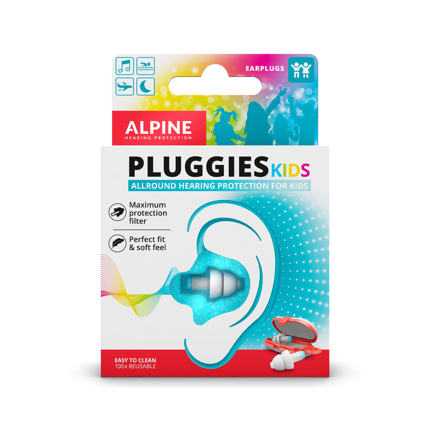 Alpine Pluggies Kids schützt die Ohren besonders Alpine hearing protection Kapselgehörschutz Ohrstöpsel Schützen Sie Ihr Ohr red dot award Kinder Baby