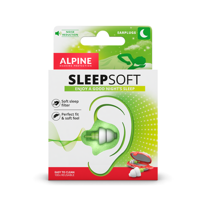 Alpine SleepSoft Ohrstöpsel für weniger Lärm im Schlaf Alpine hearing protection Kapselgehörschutz Ohrstöpsel Schützen Sie Ihr Ohr red dot award schlafen 