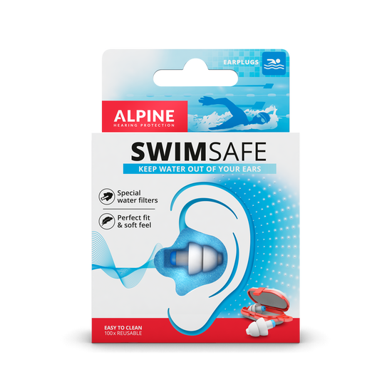 Alpine SwimSafe Ohrstöpsel zum Schwimmen Alpine hearing protection Kapselgehörschutz Ohrstöpsel Schützen Sie Ihr Ohr red dot award Schwimmen SwimSafe