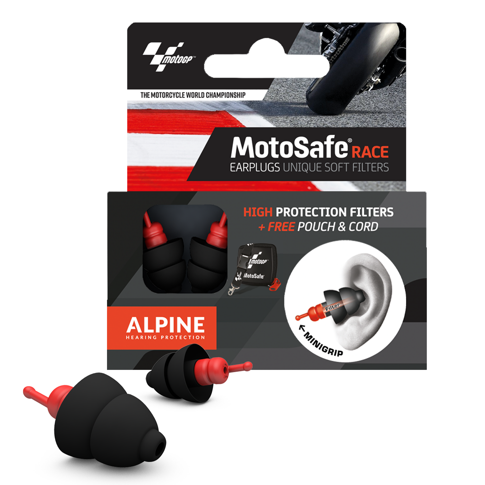 MotoSafe Race – Official MotoGP Edition Alpine hearing protection Kapselgehörschutz Ohrstöpsel Schützen Sie Ihr Ohr red dot award motorrad MotoSafe Pro MotoSafe Race MotoSafe Tour MotoSafe Race MotoSafe Race – Official MotoGP Edition unterwegs reisen MotoGP  